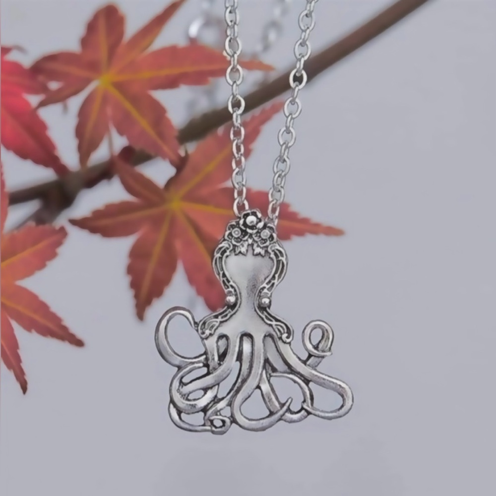 “Vintage Fork Octopus” Silverware Spoon Squid Octopod Kraken Tentacles Necklace - Picture 9 of 14